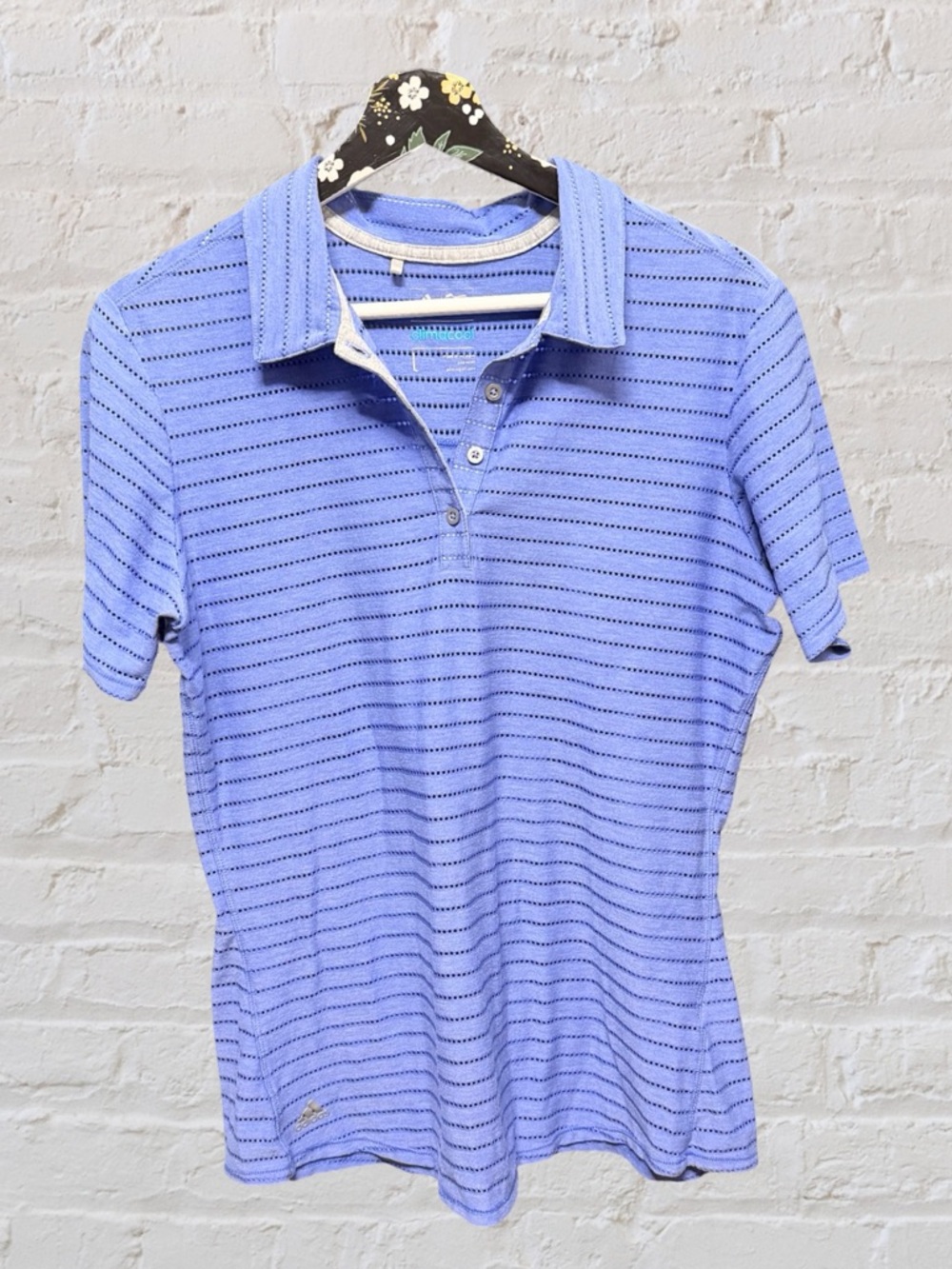 Adidas Golf Climacool Polo Periwinkle Blue Eyelet Stripe Perforated Size L